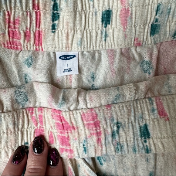 NWT Old Navy High Rise Linen Pink Tie Dye Shorts Size L - Picture 8 of 12